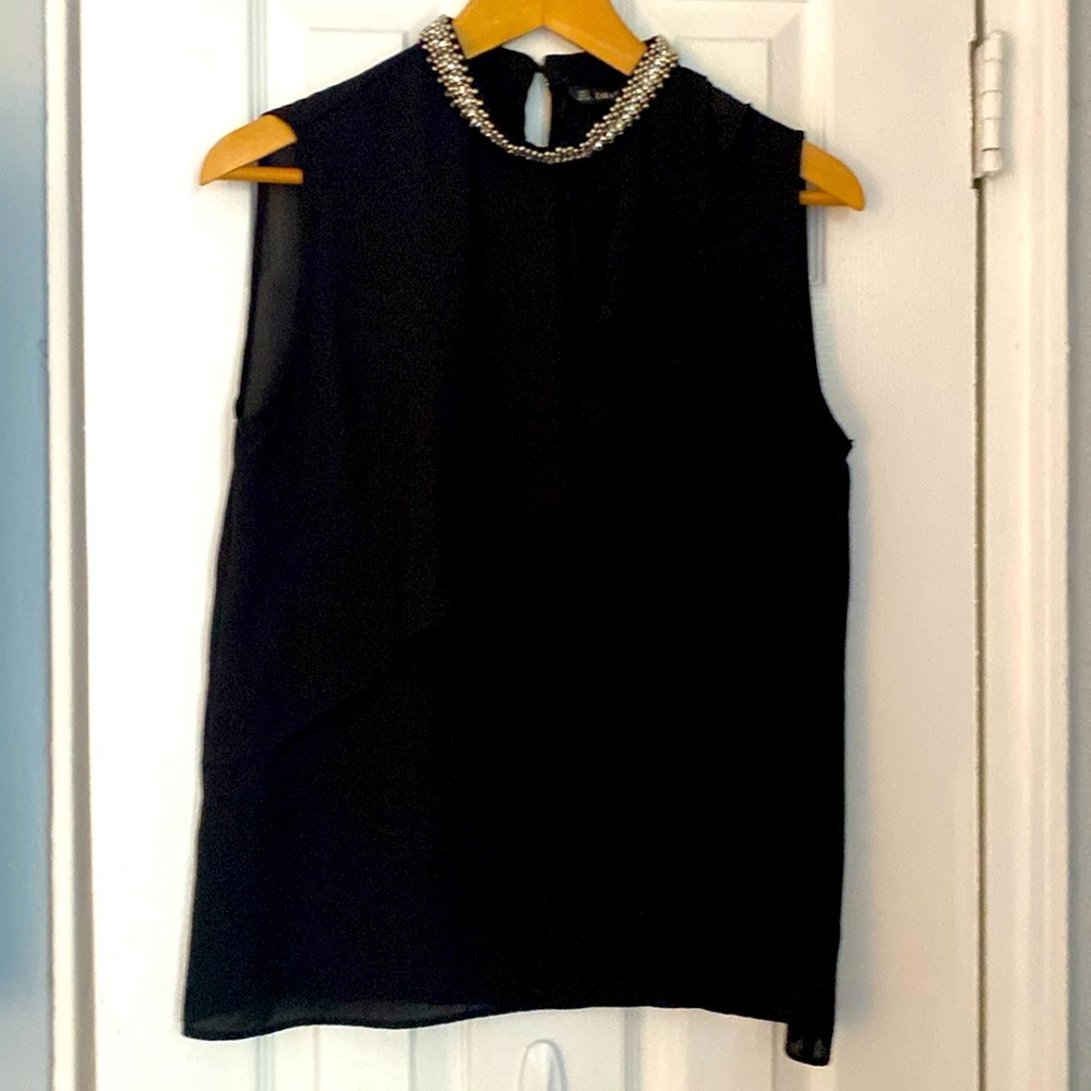 zara black halter neck top